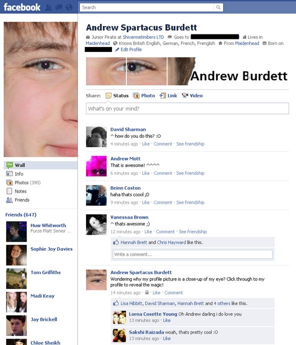 FACEBOOK PROFILE_My attempt at 'hacking' my Facebook profile.
