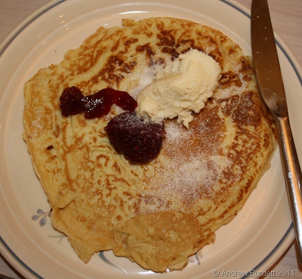 IN THE MOOD FOR FOOD_My sickly pancake, with jam, ice-cream, and sugar. Mmmmm!