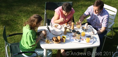BREAKFASTING_Enjoying breakfast on the lawn.