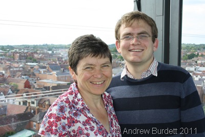 MAN UP T'TOWER_Mum and Matthew up the Tower at the theatre.