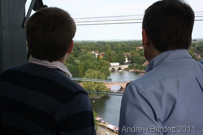 THE LOOK OUT TOWER_Matthew and Father looking out over the River Avon.
