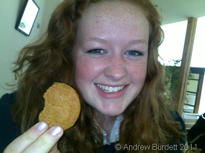 On 1 April, my musical friends and I spent most of the day at Taplow Court for a rehearsal of Faure's Requiem, for a performance of the piece later that evening. My favourite ginger of them all, Sophie Davies, enjoys a ginger biscuit.