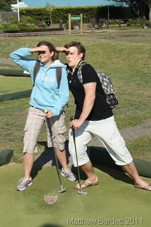 GOLF-CRAZY_My sister and I getting into the spirit of Crazy Golf.