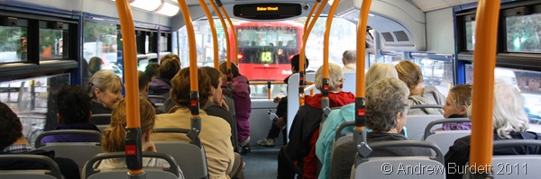BUS THROUGH LONDON_Church trip members take the bus through the Capital.