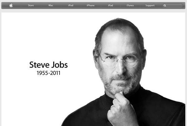 APPLE OF MY EYE_Steve Jobs, Apple founder, remembered on the Apple homepage.