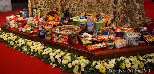 GIFTS FROM THE HARVEST_Donated foodstuffs for the local elderly people.