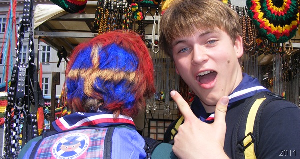 FLAG THIS ONE UP_A UK-contingent Jamboree participant, wears Sweden's national colours in his hair. (File: WSJ11_0137)