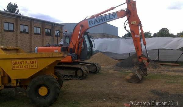 READY FOR WORK_Diggers arrive on site to begin the construction of the new Drama block.