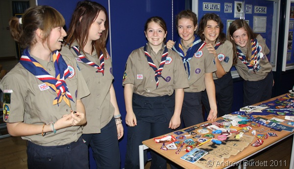 BADGE SWAPPERS_A few of the girls in the Unit, proudly displaying the badges they'd swapped in Sweden.