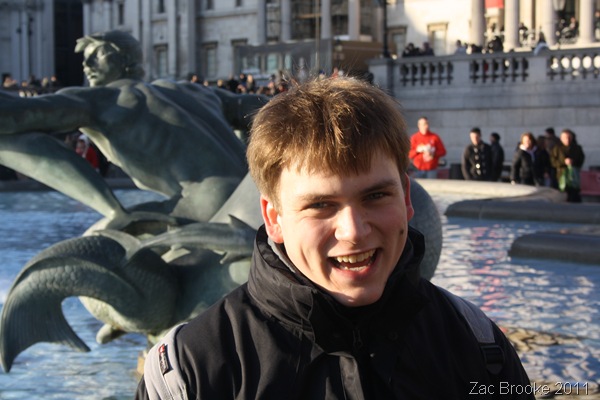 CHEEKY CHAPPY_Smiling for a photograph in Trafalgar Square.