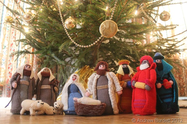 TRUE MEANING: A knitted nativity scene stood at the base of the Christmas tree. (IMG_1429)