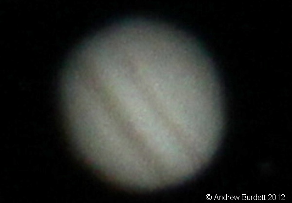 A CLOSE-UP: Though blurry, noisy, and vague, one can just about make out Jupiter in this shot. (IMG_2128)