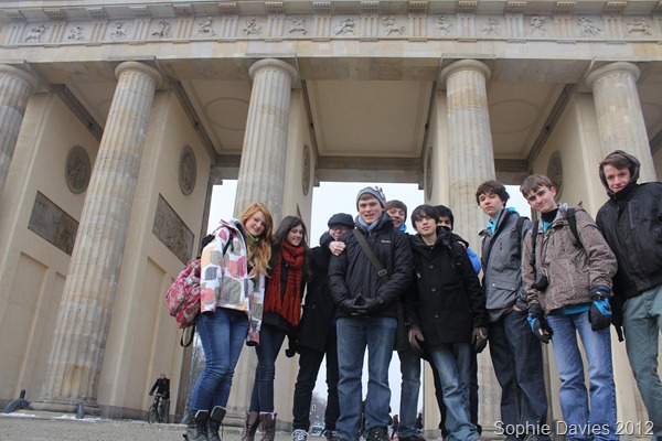 OLD FRIENDS: Me (fourth from left) and my fellow Year 11 students at the Brandenburg Gate. (IMG_7552)