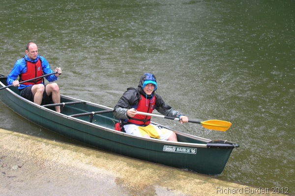WATER SPORT: Tom and I were the first to arrive back after the rainy journey to Marlow Bridge and back. (01_P6070718_RMB)