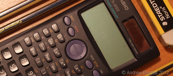 WEAPON OF CHOICE: My Casio fx-85ES calculator, as used in this exam. (IMG_8658)
