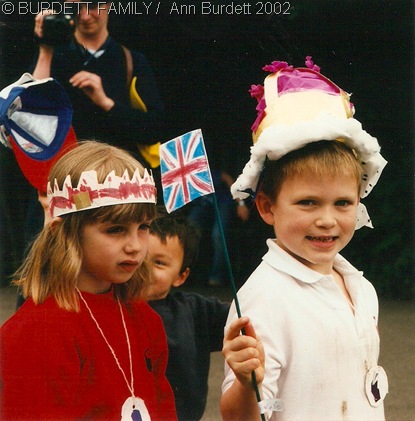 FLYING THE FLAG: A ten-year-younger version of myself, at a 2002 Golden Jubilee party. (June2002_GoldenJubileeBurchettsGreen)