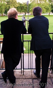 SCHEMING: Mr Bown and Mr Towill, enjoying the view - and possibly planning the next 'big thing'. (DSC01630_ARB-corrected)