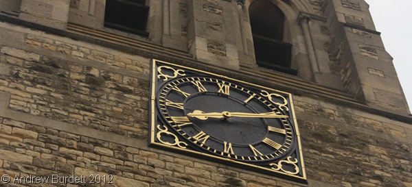 GOT THE TIME: St Luke's Church's clock tower at 8:12am this morning. (IMG_9671)