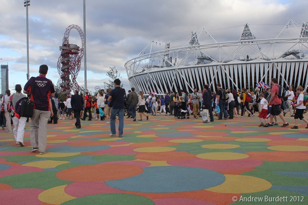 LEAVING THE PARK: Spectators leave the Olympic Park. (IMG_9956)