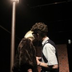 KISSING IN THE NIGHT-LIGHT: Audrey (Tilly Mitchell) and Seymour (Mark Janes) in an on-stage snog. (IMG_2621_ARB)