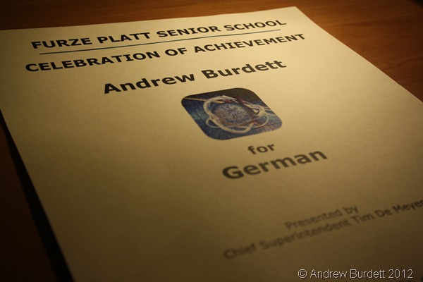 NO UN-CERT-AIN TERMS: I was awarded the KS4 (GCSE) Subject Prize for German. (IMG_8999)