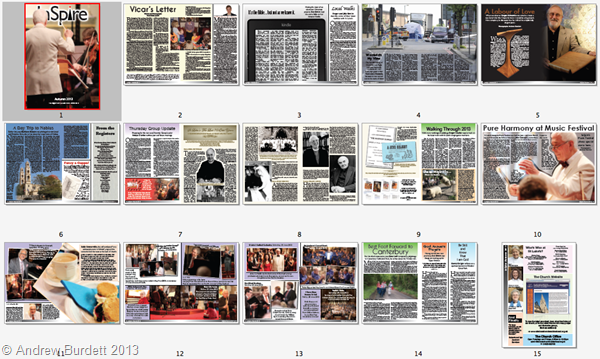 WHAT'S WITHIN: The breakdown of the spreads, as produced by InDesign, the new software being used to edit the magazine.