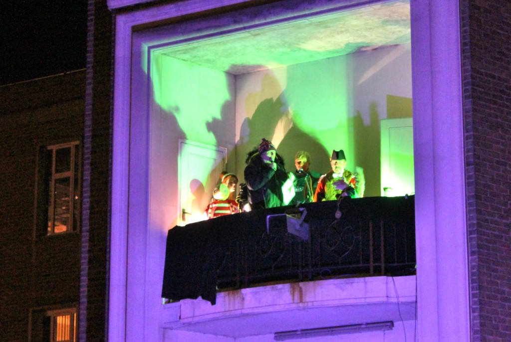 Photograph taken at the Christmas Lights Switch-On, showing the Maidenhead Town Hall balcony.