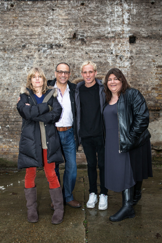 A photo of BBC documentary stars Rachel Johnson, Theo Paphitis, Jamie Lang, and Cheryl Furguson.