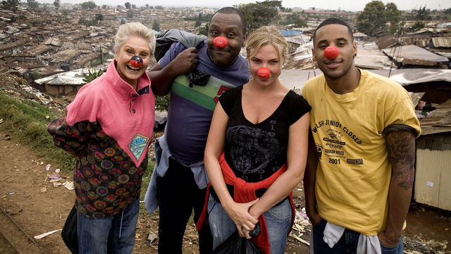 A photograph of the stars of the 2011 BBC documentary 'Famous, Rich, and In The Slums'.