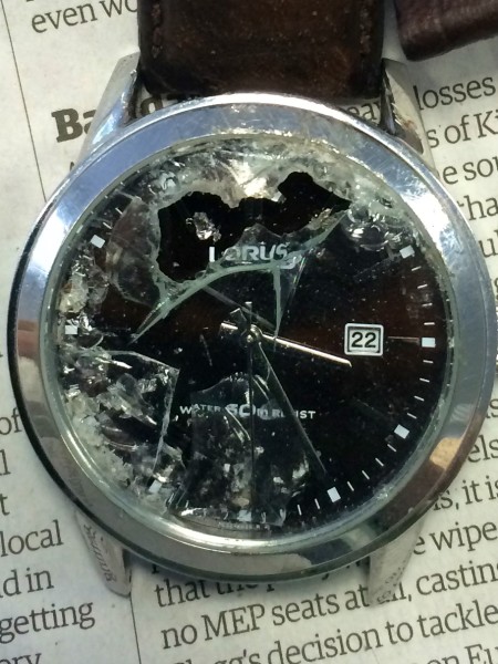 My watch broke in my cycling accident.