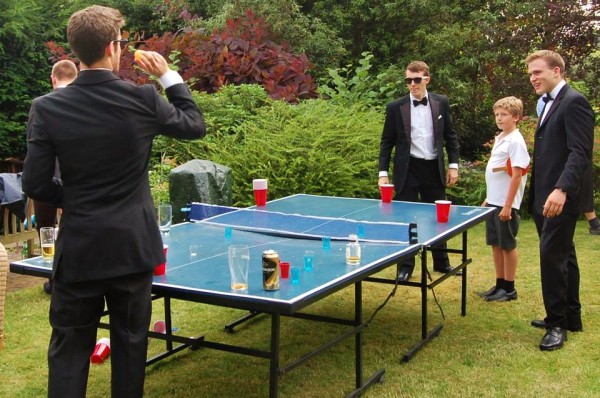 A game of Beer Pong in the Barrets' garden, before leaving for the Prom.