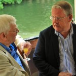 John Stevens and Richard Holroyd chatting on the boat.