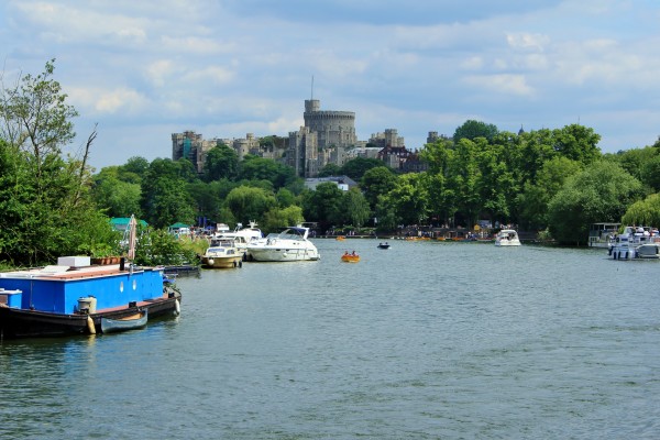 Windsor Castle, photographed on the pleasant summer's afternoon from our boat on the Thames.