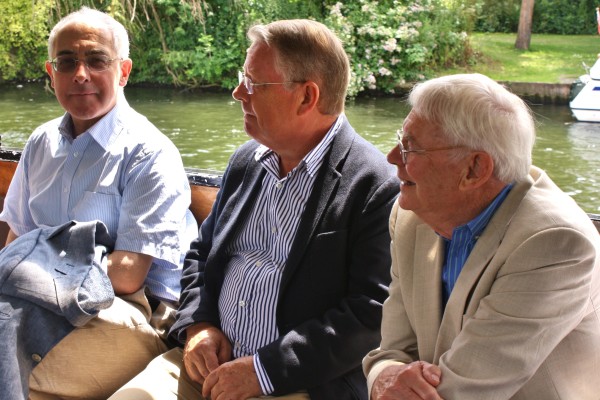 Rhidian Jones, Richard Holroyd, and John Stevens, on board the boat.