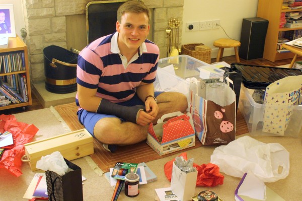 An impressive – and completely unexpected – hoard, as Andrew unwrapped gifts.