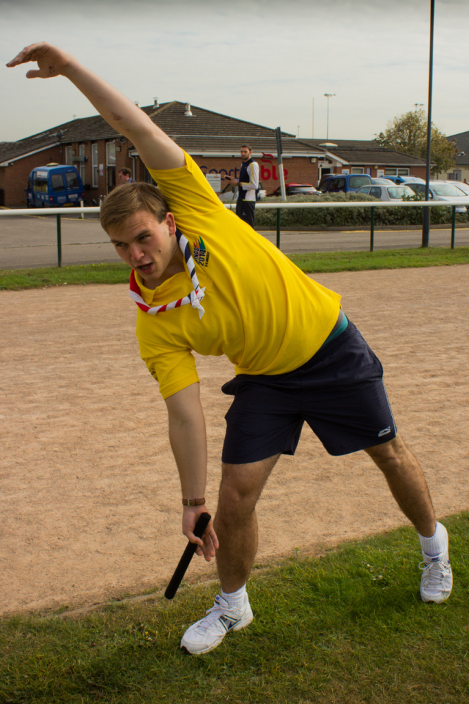 Andrew Burdett warms up at the Braywick Athletics Track this lunchtime.
