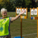 A Lions Club volunteer indicates the scores, around ten minutes before the klaxon sounded.