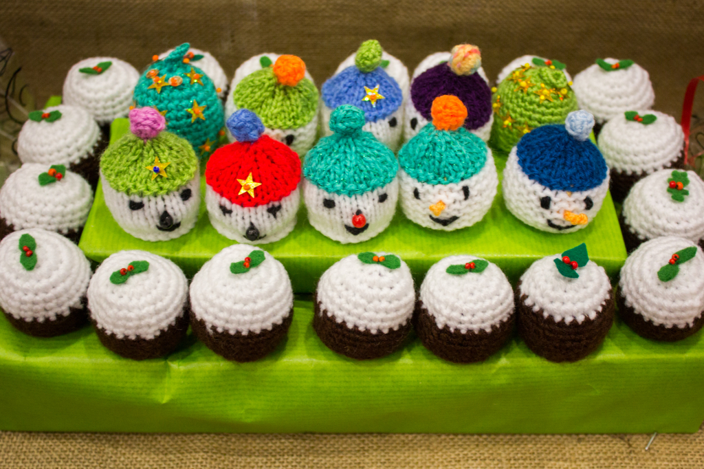 Chocolates were sold in individually knitted hats.