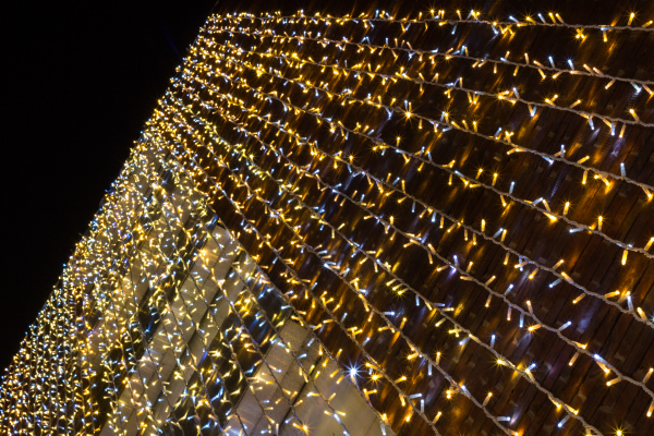 The side of the Nicholson's Centre car-park is, for the first time, decorated with Christmas lights.
