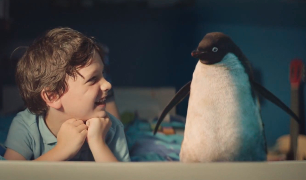 Screenshot of the John Lewis Christmas 2014 advert, starring Monty the Penguin.
