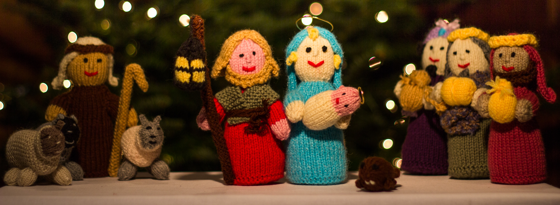 A knitted nativity scene.