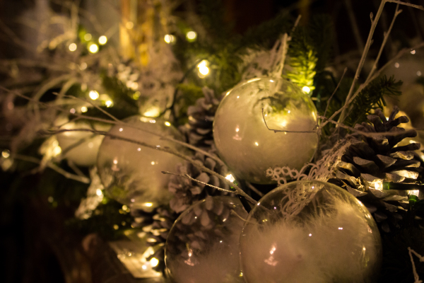 Simple but effective, these glass baubles – which sit on the mantlepiece of a Waddesdon room – are stuffed with a fluffy, cotton wool-like material.