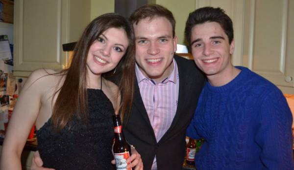 Emily Martin, Andrew Burdett, and Jack Clifton welcoming in 2015 at a New Year's Eve party last night.