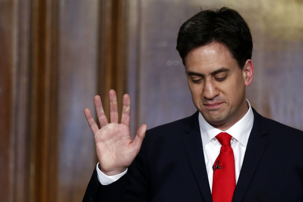 Labour party leader, Ed Miliband, announcing his resignation in wake of shock election results.