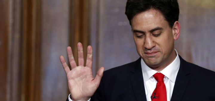 Labour party leader, Ed Miliband, announcing his resignation in wake of shock election results.