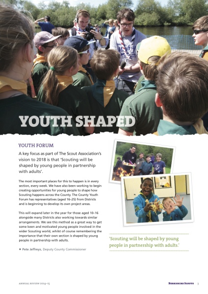 Page 3 of the Berkshire Scouts Annual Review 2015.