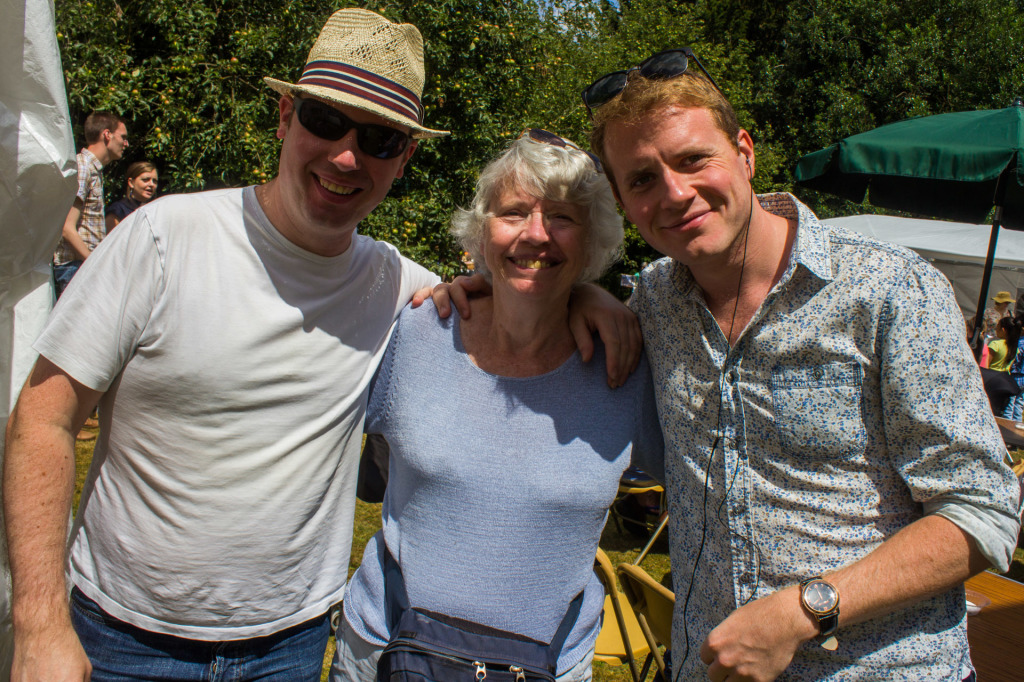 Luke Darracott (pictured right) with Ben (left) and mum Ann (centre), enjoyed tea together at the fair.