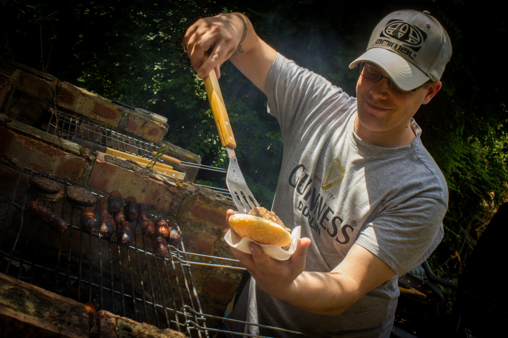 Tony Lane took care of the barbecue all afternoon, cooking up a storm.