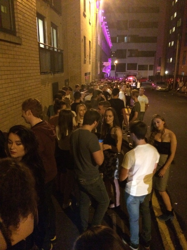 Even the 'pre-booked' queue to get in to the Corporation nightclub snaked around the block and right up the road.
