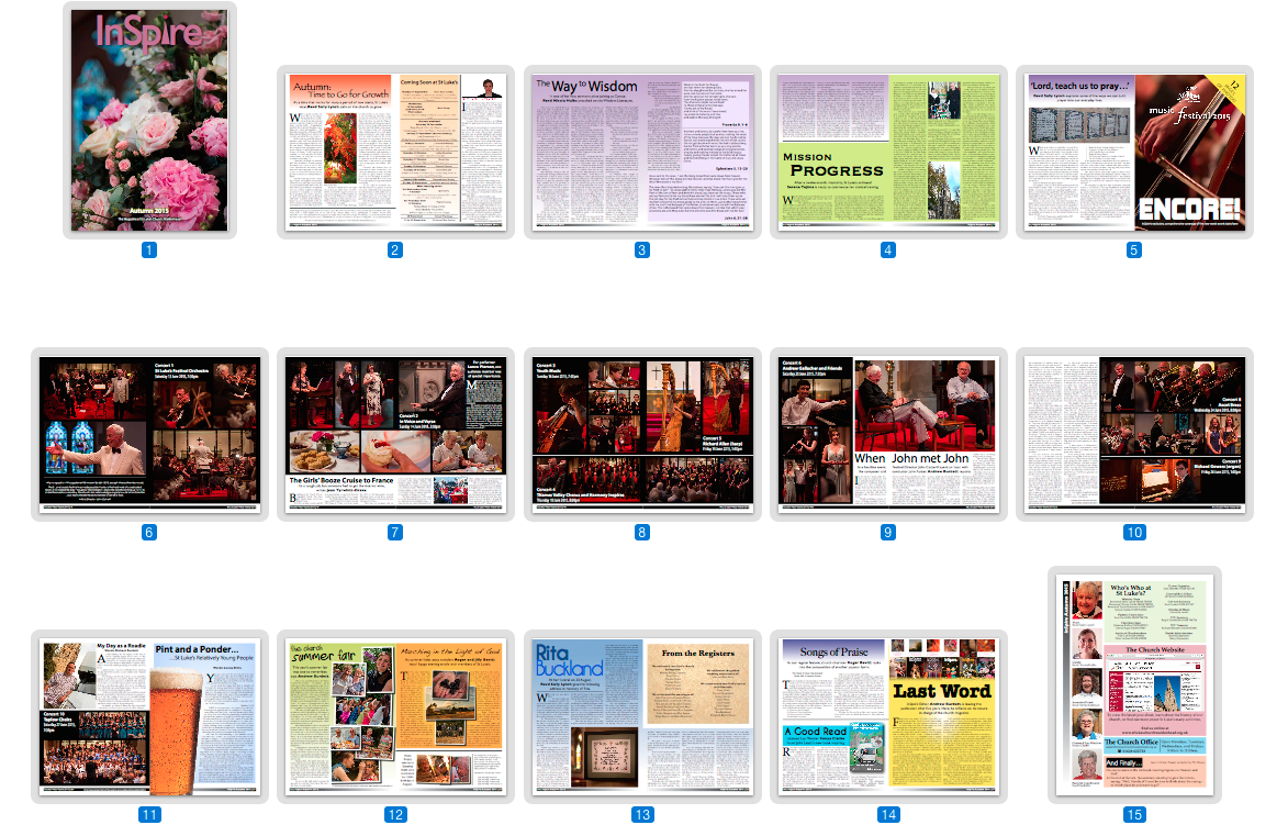 A graphic with page thumbnails from the Autumn 2015 edition of InSpire.